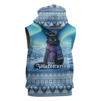 Iceland Christmas Sleeveless Zip Hoodie Icelandic Yule Cat LT19