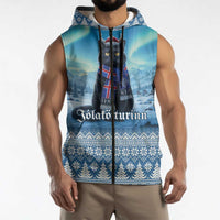 Iceland Christmas Sleeveless Zip Hoodie Icelandic Yule Cat LT19