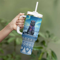 Iceland Christmas Tumbler With Handle Icelandic Yule Cat - Wonder Print Shop