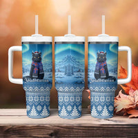 Iceland Christmas Tumbler With Handle Icelandic Yule Cat - Wonder Print Shop