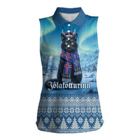 Iceland Christmas Women Sleeveless Polo Shirt Icelandic Yule Cat LT19