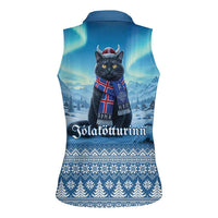 Iceland Christmas Women Sleeveless Polo Shirt Icelandic Yule Cat LT19