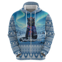 Iceland Christmas Zip Hoodie Icelandic Yule Cat LT19