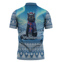 Iceland Christmas Zipper Polo Shirt Icelandic Yule Cat LT19