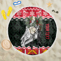 Personalized Anglesey Wales Christmas Beach Blanket Mari Lwyd Celtic Knot Style - Wonder Print Shop