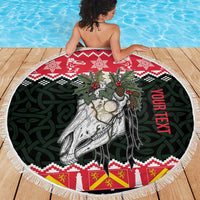 Personalized Anglesey Wales Christmas Beach Blanket Mari Lwyd Celtic Knot Style - Wonder Print Shop