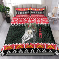 Personalized Anglesey Wales Christmas Bedding Set Mari Lwyd Celtic Knot Style - Wonder Print Shop