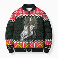 Personalized Anglesey Wales Christmas Bomber Puffer Jacket Mari Lwyd Celtic Knot Style - Wonder Print Shop