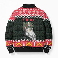 Personalized Anglesey Wales Christmas Bomber Puffer Jacket Mari Lwyd Celtic Knot Style - Wonder Print Shop
