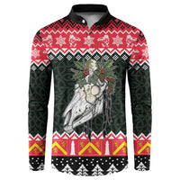 Personalized Anglesey Wales Christmas Button Sweatshirt Mari Lwyd Celtic Knot Style - Wonder Print Shop