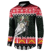 Personalized Anglesey Wales Christmas Button Sweatshirt Mari Lwyd Celtic Knot Style - Wonder Print Shop