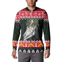 Personalized Anglesey Wales Christmas Button Sweatshirt Mari Lwyd Celtic Knot Style - Wonder Print Shop