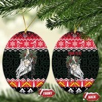 Personalized Anglesey Wales Christmas Ceramic Ornament Mari Lwyd Celtic Knot Style - Wonder Print Shop