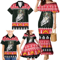 Personalized Anglesey Wales Christmas Family Matching Mermaid Dress and Hawaiian Shirt Mari Lwyd Celtic Knot Style - Wonder Print Shop
