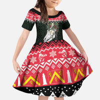 Personalized Anglesey Wales Christmas Family Matching Off The Shoulder Long Sleeve Dress and Hawaiian Shirt Mari Lwyd Celtic Knot Style - Wonder Print Shop