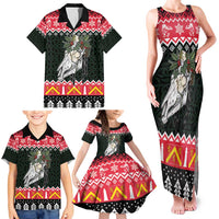 Personalized Anglesey Wales Christmas Family Matching Tank Maxi Dress and Hawaiian Shirt Mari Lwyd Celtic Knot Style - Wonder Print Shop
