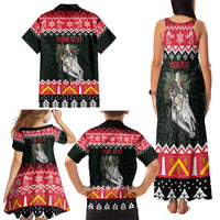 Personalized Anglesey Wales Christmas Family Matching Tank Maxi Dress and Hawaiian Shirt Mari Lwyd Celtic Knot Style - Wonder Print Shop