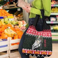 Personalized Anglesey Wales Christmas Grocery Bag Mari Lwyd Celtic Knot Style - Wonder Print Shop