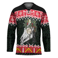 Personalized Anglesey Wales Christmas Hockey Jersey Mari Lwyd Celtic Knot Style - Wonder Print Shop