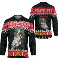 Personalized Anglesey Wales Christmas Hockey Jersey Mari Lwyd Celtic Knot Style - Wonder Print Shop