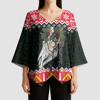 Personalized Anglesey Wales Christmas Kimono Sleeve Blouse Mari Lwyd Celtic Knot Style - Wonder Print Shop