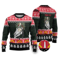 Personalized Anglesey Wales Christmas Ugly Christmas Sweater Mari Lwyd Celtic Knot Style - Wonder Print Shop