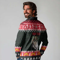 Personalized Anglesey Wales Christmas Long Sleeve Polo Shirt Mari Lwyd Celtic Knot Style - Wonder Print Shop