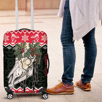 Personalized Anglesey Wales Christmas Luggage Cover Mari Lwyd Celtic Knot Style - Wonder Print Shop