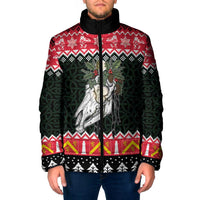 Personalized Anglesey Wales Christmas Padded Jacket Mari Lwyd Celtic Knot Style - Wonder Print Shop