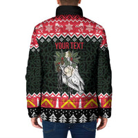 Personalized Anglesey Wales Christmas Padded Jacket Mari Lwyd Celtic Knot Style - Wonder Print Shop