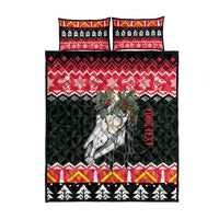 Personalized Anglesey Wales Christmas Quilt Bed Set Mari Lwyd Celtic Knot Style - Wonder Print Shop