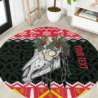 Personalized Anglesey Wales Christmas Round Carpet Mari Lwyd Celtic Knot Style - Wonder Print Shop