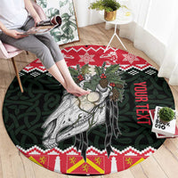 Personalized Anglesey Wales Christmas Round Carpet Mari Lwyd Celtic Knot Style - Wonder Print Shop