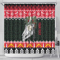 Personalized Anglesey Wales Christmas Shower Curtain Mari Lwyd Celtic Knot Style - Wonder Print Shop