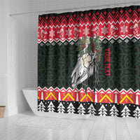 Personalized Anglesey Wales Christmas Shower Curtain Mari Lwyd Celtic Knot Style - Wonder Print Shop