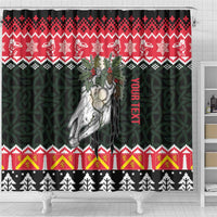 Personalized Anglesey Wales Christmas Shower Curtain Mari Lwyd Celtic Knot Style - Wonder Print Shop