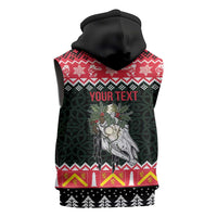 Personalized Anglesey Wales Christmas Sleeveless Hoodie Mari Lwyd Celtic Knot Style - Wonder Print Shop