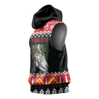 Personalized Anglesey Wales Christmas Sleeveless Hoodie Mari Lwyd Celtic Knot Style - Wonder Print Shop