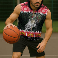 Personalized Anglesey Wales Christmas Sleeveless Zip Hoodie Mari Lwyd Celtic Knot Style - Wonder Print Shop