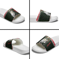 Personalized Anglesey Wales Christmas Slide Sandals Mari Lwyd Celtic Knot Style - Wonder Print Shop