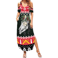 Personalized Anglesey Wales Christmas Summer Maxi Dress Mari Lwyd Celtic Knot Style - Wonder Print Shop