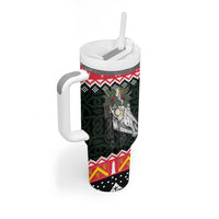Personalized Anglesey Wales Christmas Tumbler With Handle Mari Lwyd Celtic Knot Style - Wonder Print Shop