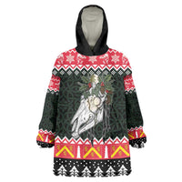Personalized Anglesey Wales Christmas Wearable Blanket Hoodie Mari Lwyd Celtic Knot Style - Wonder Print Shop