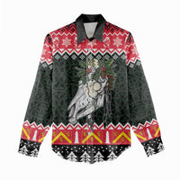 Personalized Anglesey Wales Christmas Women Casual Shirt Mari Lwyd Celtic Knot Style - Wonder Print Shop