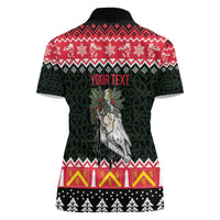 Personalized Anglesey Wales Christmas Women Polo Shirt Mari Lwyd Celtic Knot Style - Wonder Print Shop