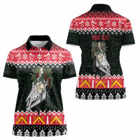 Personalized Anglesey Wales Christmas Women Polo Shirt Mari Lwyd Celtic Knot Style - Wonder Print Shop