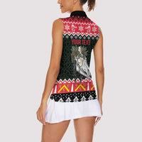 Personalized Anglesey Wales Christmas Women Sleeveless Polo Shirt Mari Lwyd Celtic Knot Style - Wonder Print Shop