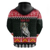 Personalized Anglesey Wales Christmas Zip Hoodie Mari Lwyd Celtic Knot Style - Wonder Print Shop