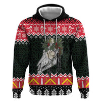Personalized Anglesey Wales Christmas Zip Hoodie Mari Lwyd Celtic Knot Style - Wonder Print Shop