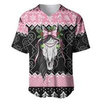 Anglesey Wales Christmas Baseball Jersey Pink Mari Lwyd Welsh Celtic Knot - Wonder Print Shop